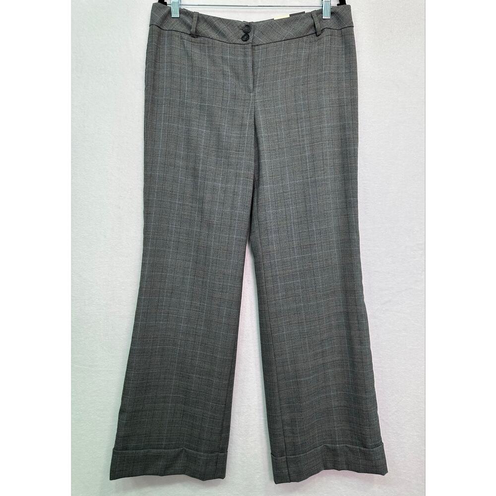 NWT LOFT Marisa Gray Plaid Wool Cuffed Trouser Pants Women’s Size 10 - Picture 2 of 13